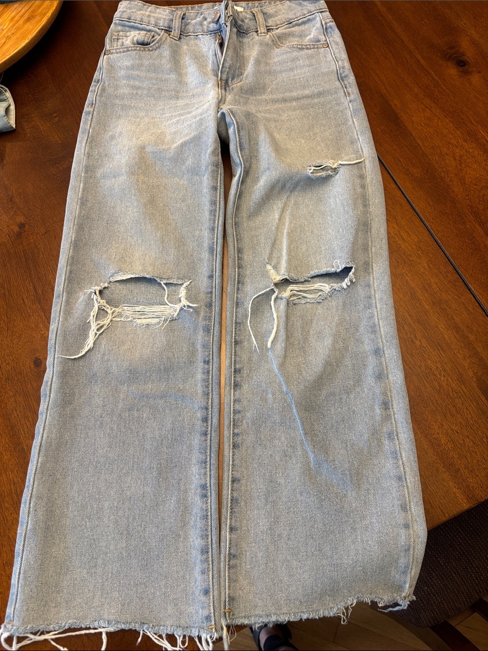 RSQ Light Wash Distressed Wide-Leg Jeans